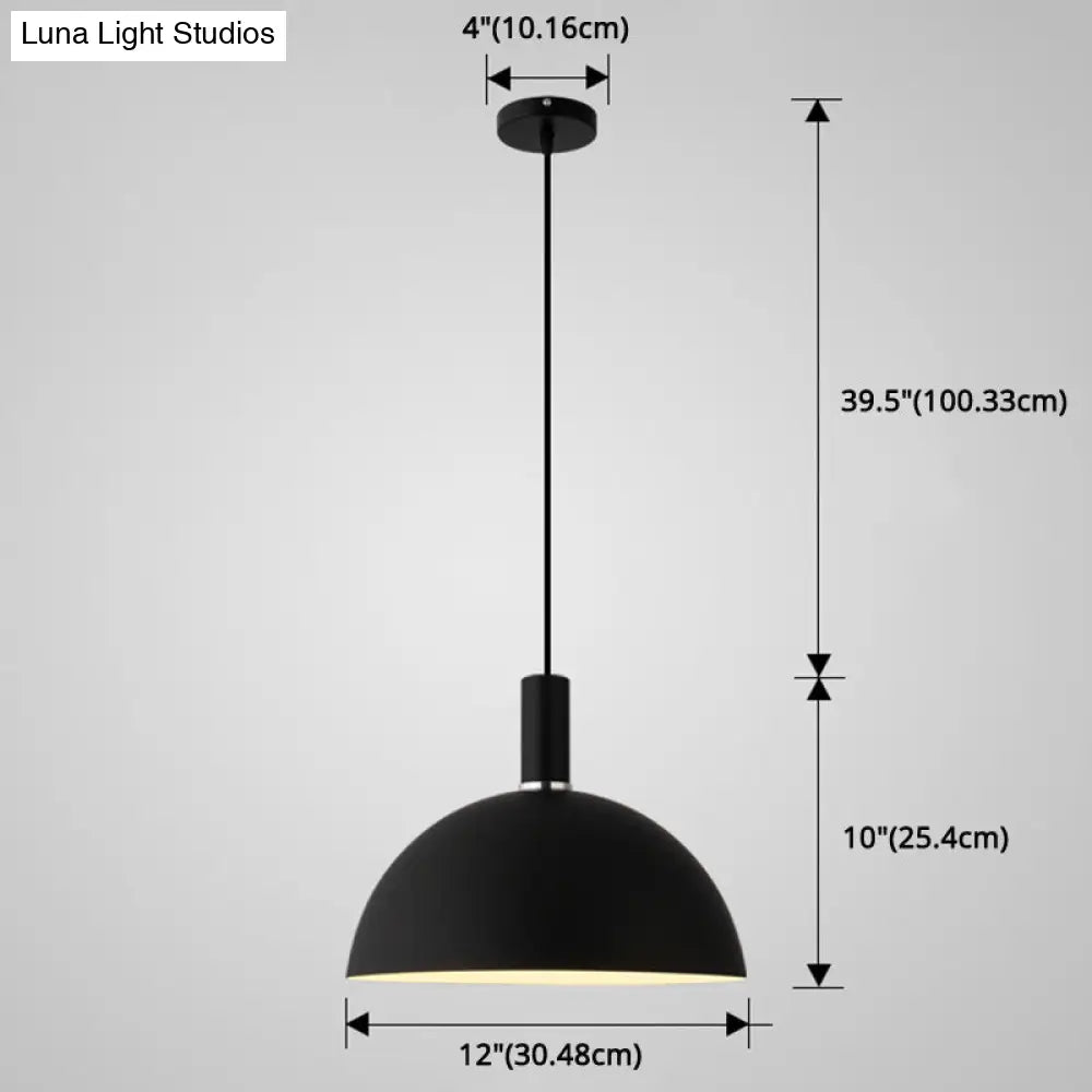 Nordic Style Metal Hemisphere Pendant Light For Restaurants - 1-Light Ceiling Lamp