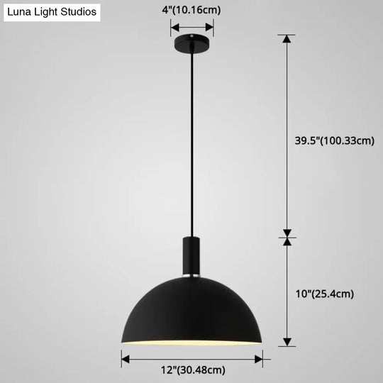 Nordic Style Metal Hemisphere Pendant Light For Restaurants - 1-Light Ceiling Lamp