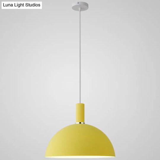 Nordic Style Metal Hemispherical Pendant Lamp - | Restaurant Ceiling Light 1 Yellow / 12