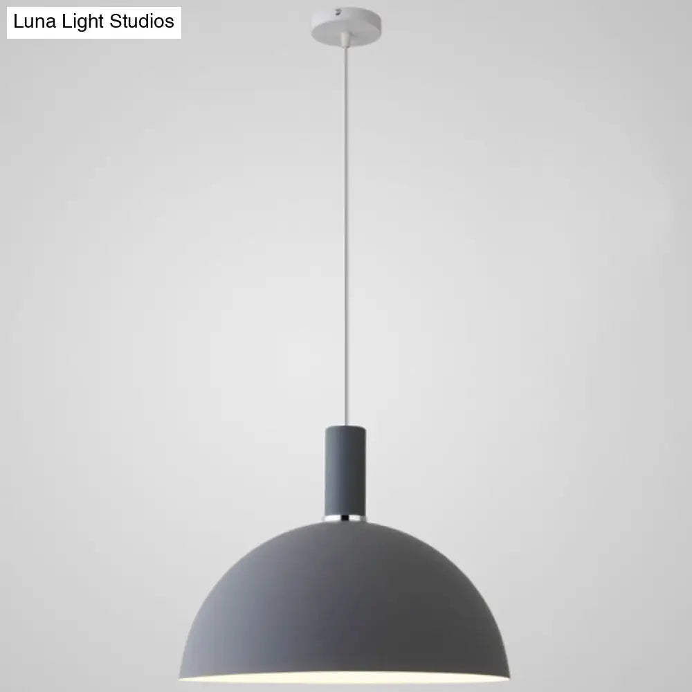 Nordic Style Metal Hemispherical Pendant Lamp - | Restaurant Ceiling Light 1 Grey / 14