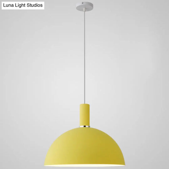 Nordic Style Metal Hemispherical Pendant Lamp - | Restaurant Ceiling Light 1 Yellow / 14