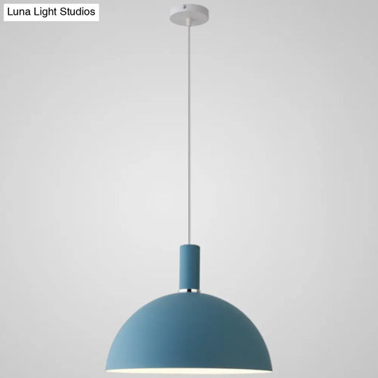 Nordic Style Metal Hemispherical Pendant Lamp - | Restaurant Ceiling Light 1 Blue / 12