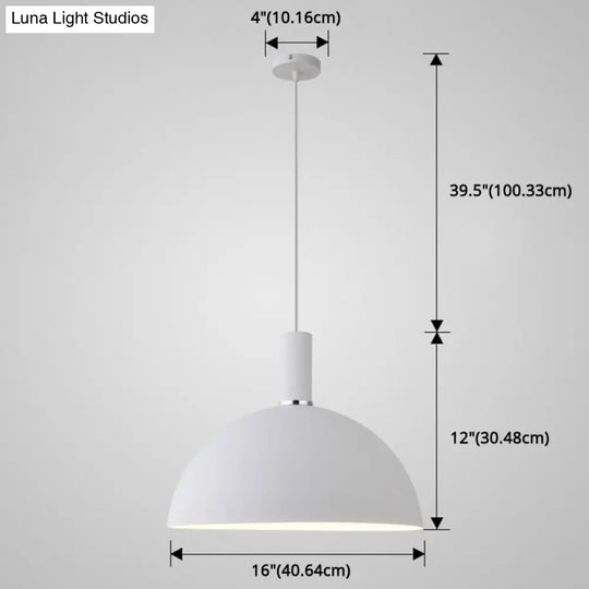 Nordic Style Metal Hemisphere Pendant Light For Restaurants - 1-Light Ceiling Lamp