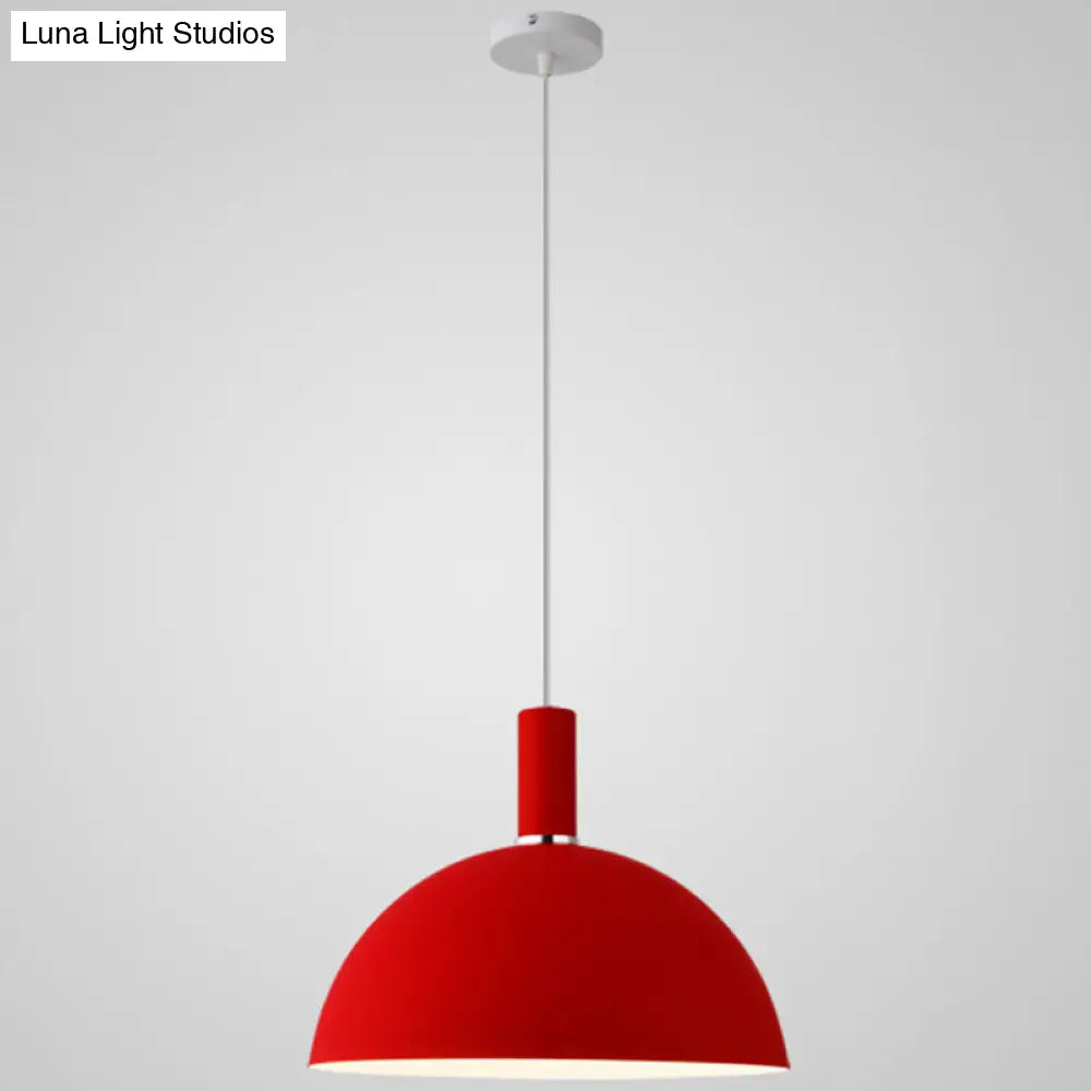 Nordic Style Metal Hemispherical Pendant Lamp - | Restaurant Ceiling Light 1 Red / 12