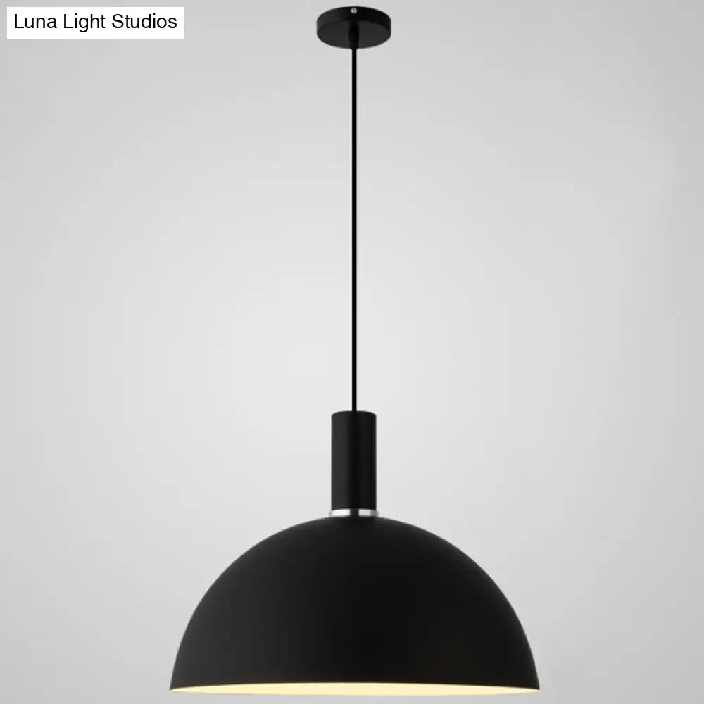 Nordic Style Metal Hemispherical Pendant Lamp - | Restaurant Ceiling Light 1 Black / 16