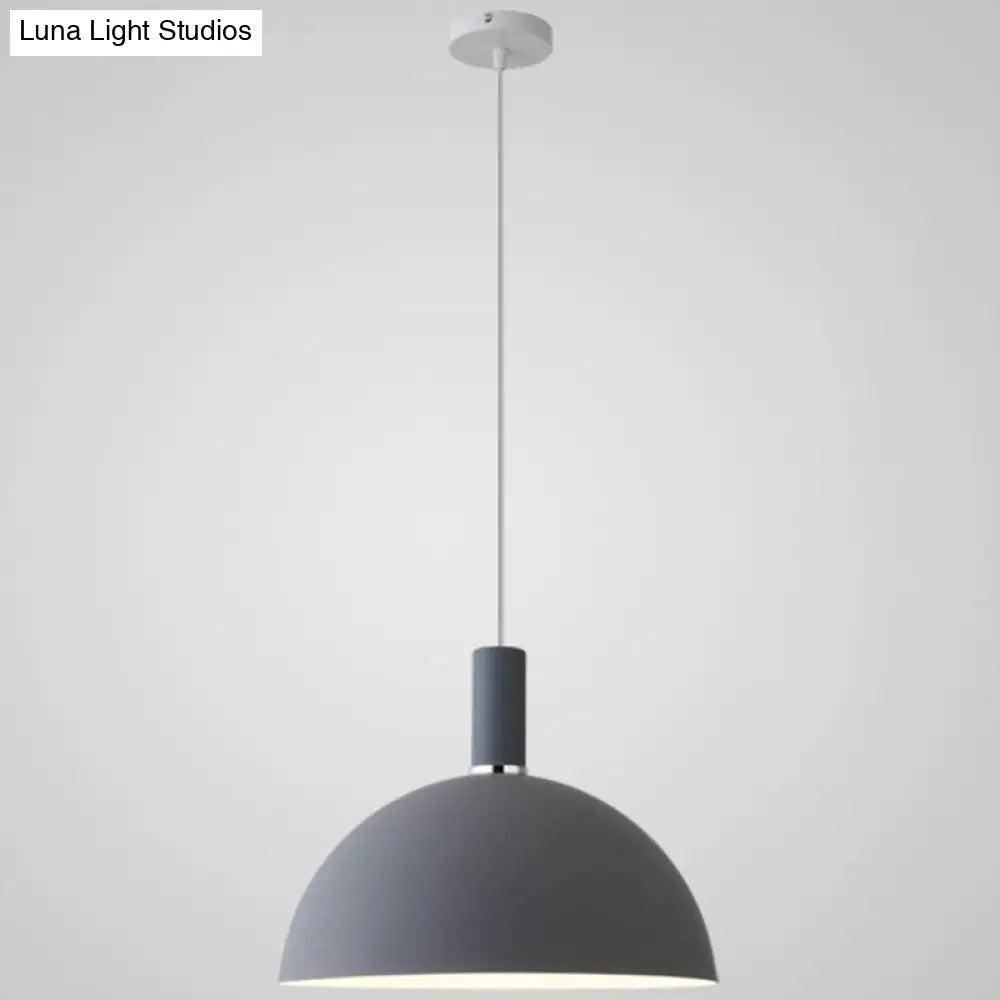 Nordic Style Metal Hemispherical Pendant Lamp - | Restaurant Ceiling Light 1 Grey / 12