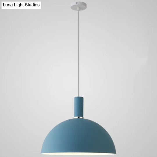 Nordic Style Metal Hemispherical Pendant Lamp - | Restaurant Ceiling Light 1 Blue / 14