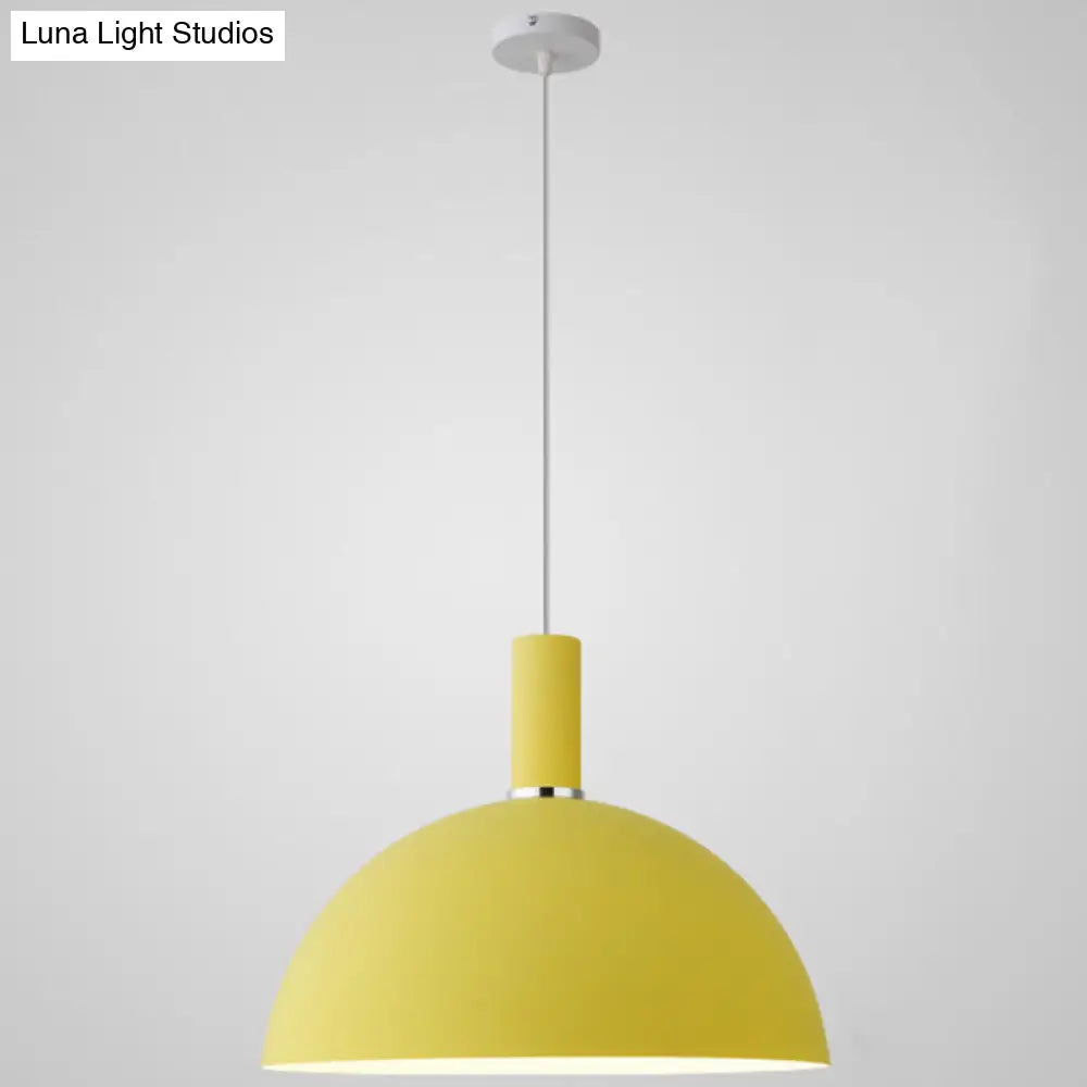 Nordic Style Metal Hemispherical Pendant Lamp - | Restaurant Ceiling Light 1 Yellow / 16