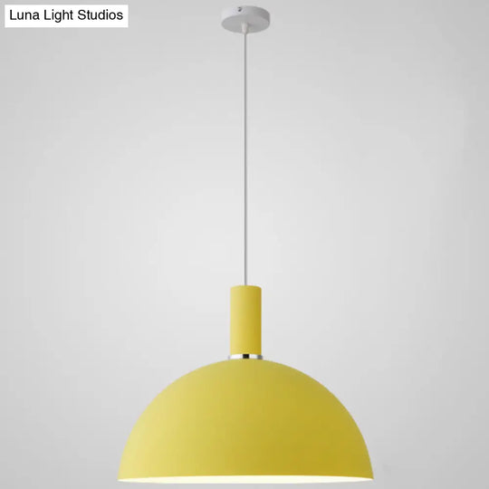 Nordic Style Metal Hemispherical Pendant Lamp - | Restaurant Ceiling Light 1 Yellow / 16