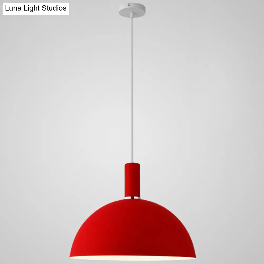 Nordic Style Metal Hemispherical Pendant Lamp - | Restaurant Ceiling Light 1 Red / 14