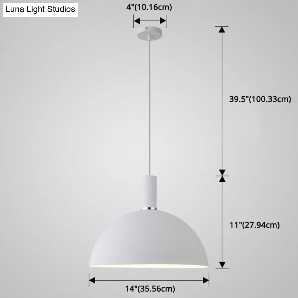 Nordic Style Metal Hemisphere Pendant Light For Restaurants - 1-Light Ceiling Lamp