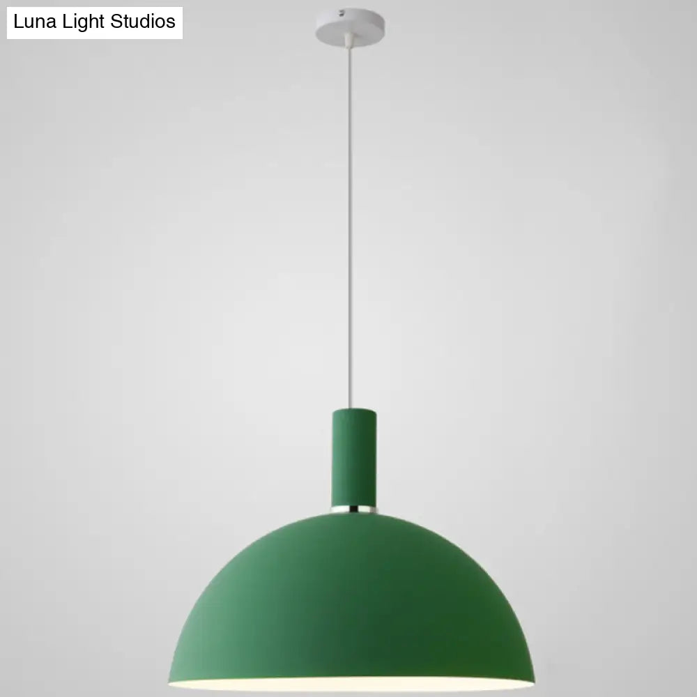 Nordic Style Metal Hemispherical Pendant Lamp - | Restaurant Ceiling Light 1 Green / 16