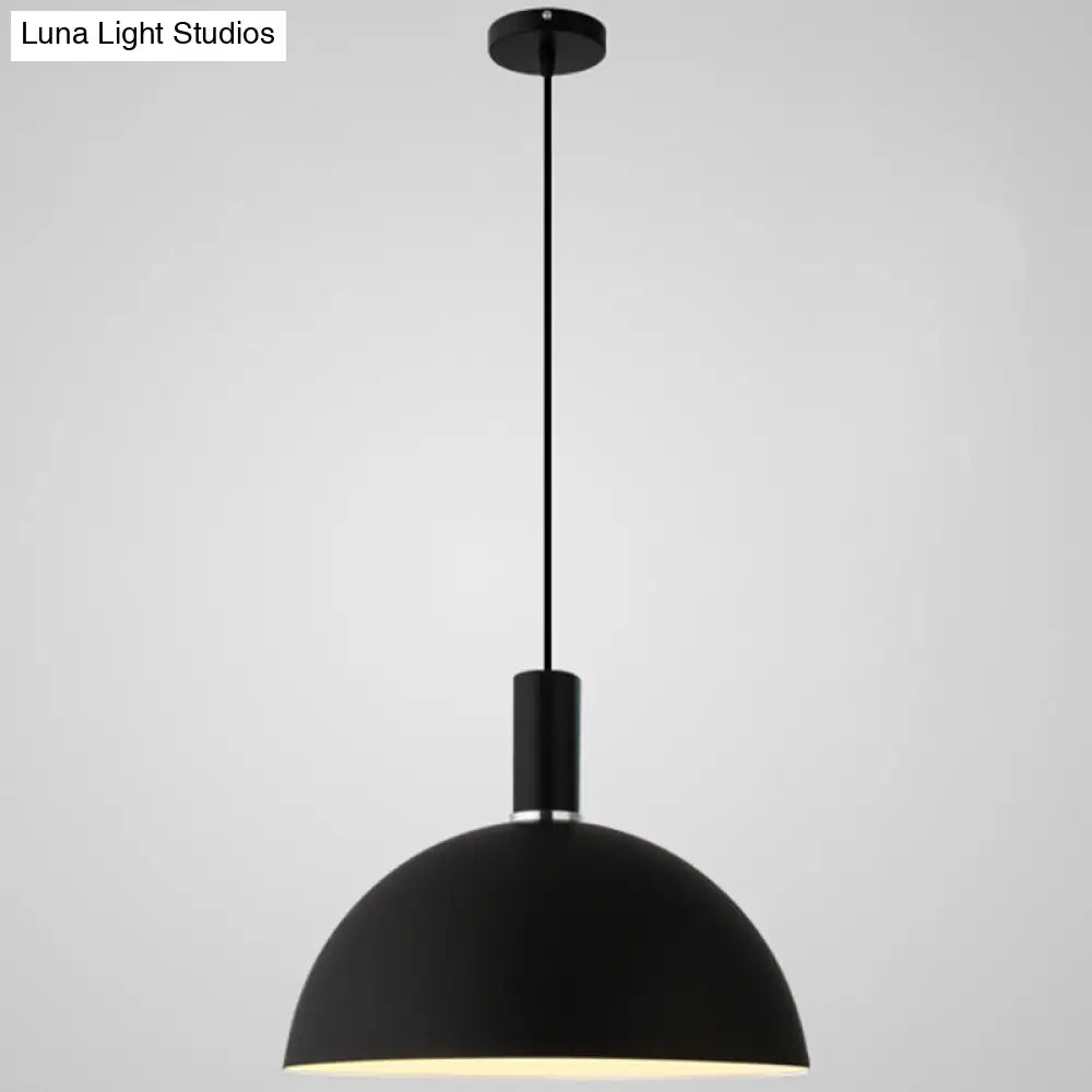 Nordic Style Metal Hemispherical Pendant Lamp - | Restaurant Ceiling Light 1 Black / 14