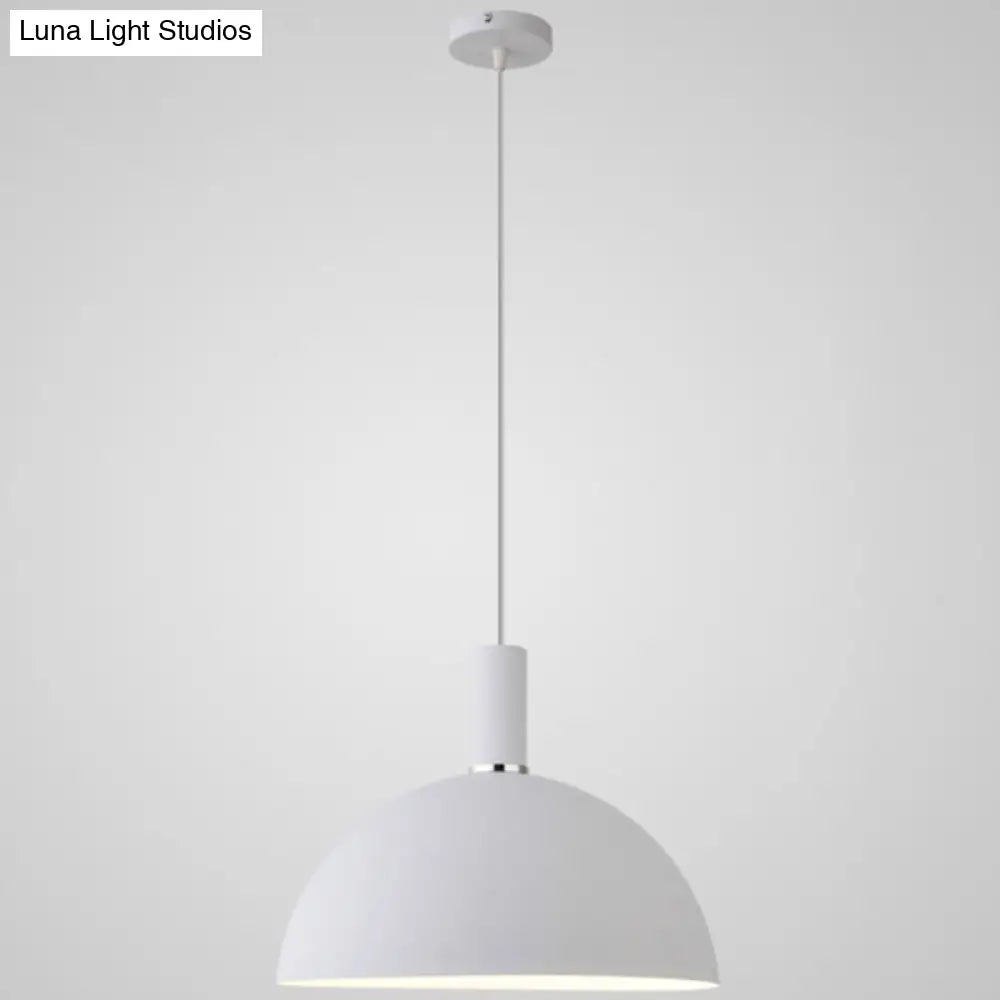 Nordic Style Metal Hemispherical Pendant Lamp - | Restaurant Ceiling Light 1 White / 12