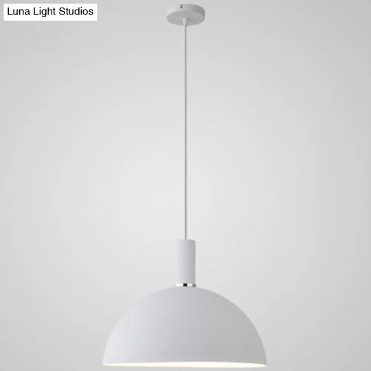 Nordic Style Metal Hemispherical Pendant Lamp - | Restaurant Ceiling Light 1 White / 12