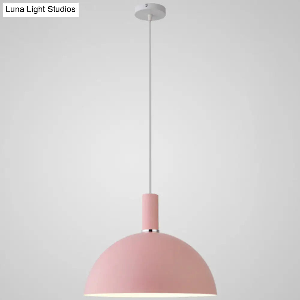 Nordic Style Metal Hemispherical Pendant Lamp - | Restaurant Ceiling Light 1 Pink / 12