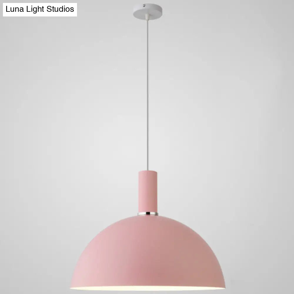 Nordic Style Metal Hemispherical Pendant Lamp - | Restaurant Ceiling Light 1 Pink / 16