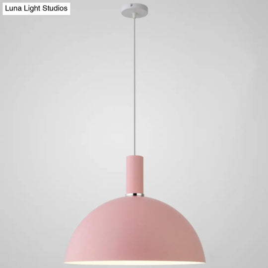 Nordic Style Metal Hemispherical Pendant Lamp - | Restaurant Ceiling Light 1 Pink / 16