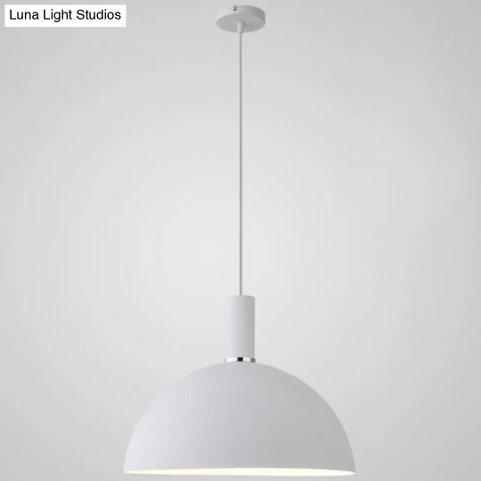 Nordic Style Metal Hemispherical Pendant Lamp - | Restaurant Ceiling Light 1 White / 14