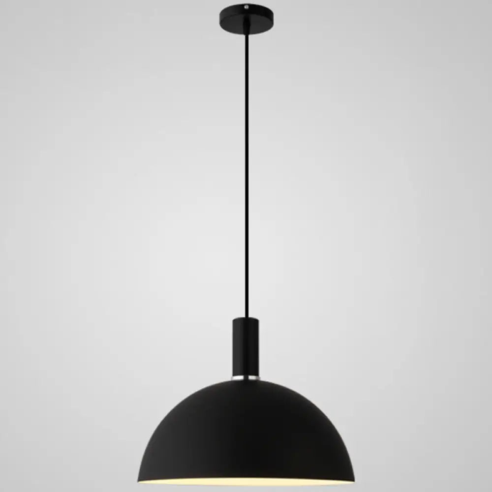 Nordic Style Metal Hemisphere Pendant Light For Restaurants - 1-Light Ceiling Lamp Black / 12’