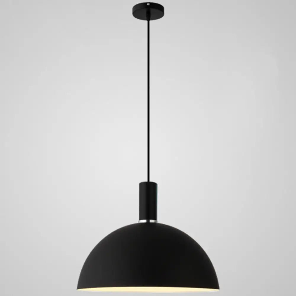 Nordic Style Metal Hemisphere Pendant Light For Restaurants - 1-Light Ceiling Lamp Black / 14’