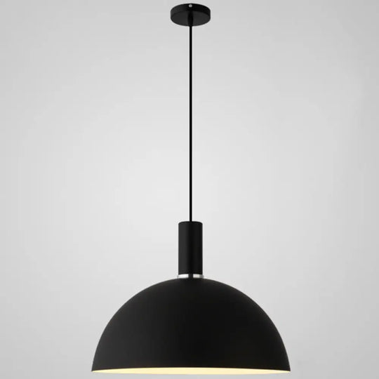 Nordic Style Metal Hemisphere Pendant Light For Restaurants - 1-Light Ceiling Lamp Black / 16’