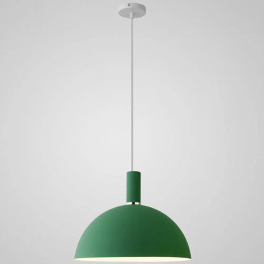 Nordic Style Metal Hemisphere Pendant Light For Restaurants - 1-Light Ceiling Lamp Green / 12’