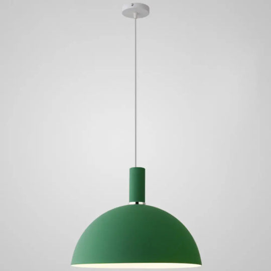 Nordic Style Metal Hemisphere Pendant Light For Restaurants - 1-Light Ceiling Lamp Green / 14’