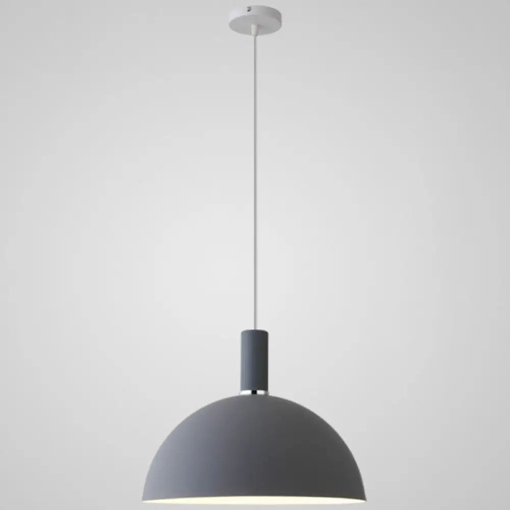 Nordic Style Metal Hemisphere Pendant Light For Restaurants - 1-Light Ceiling Lamp Grey / 12’