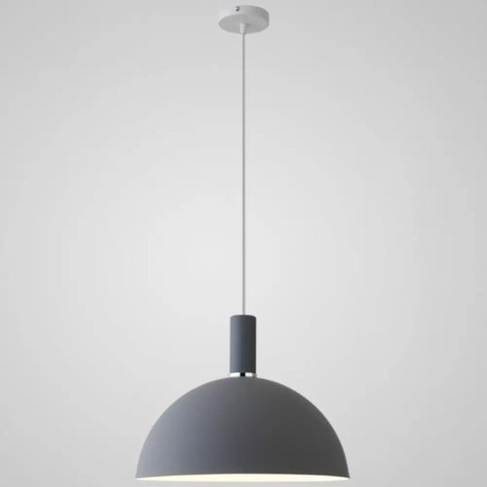 Nordic Style Metal Hemisphere Pendant Light For Restaurants - 1-Light Ceiling Lamp Grey / 12’