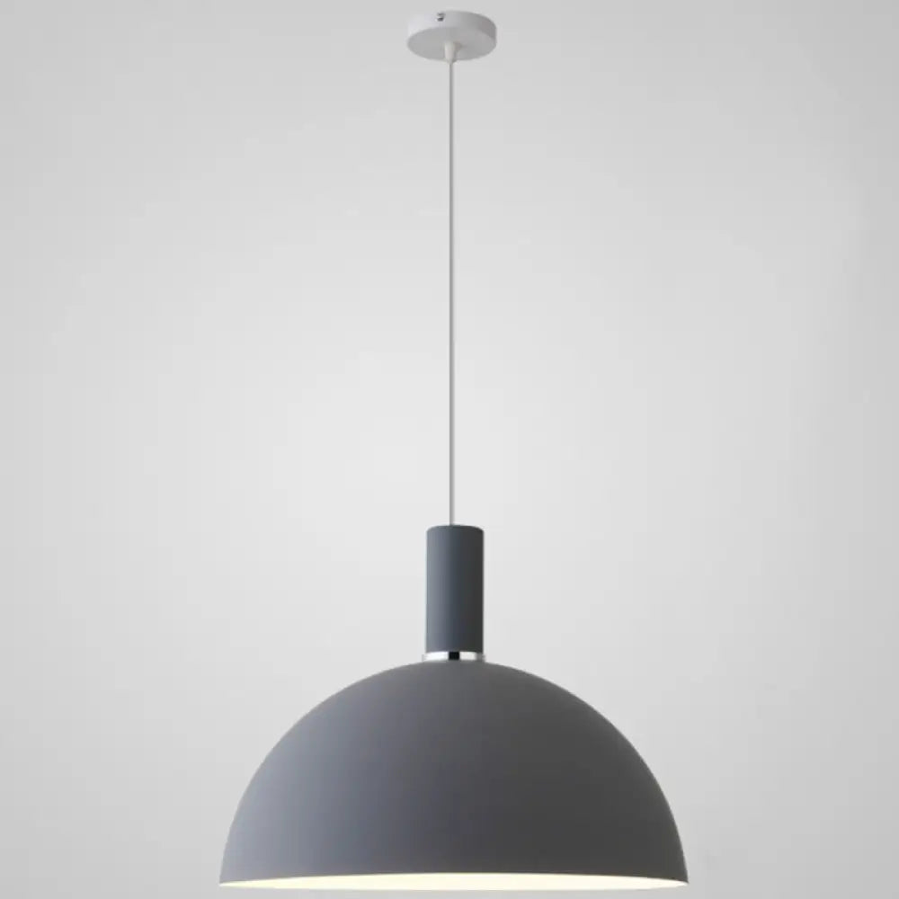 Nordic Style Metal Hemisphere Pendant Light For Restaurants - 1-Light Ceiling Lamp Grey / 16’