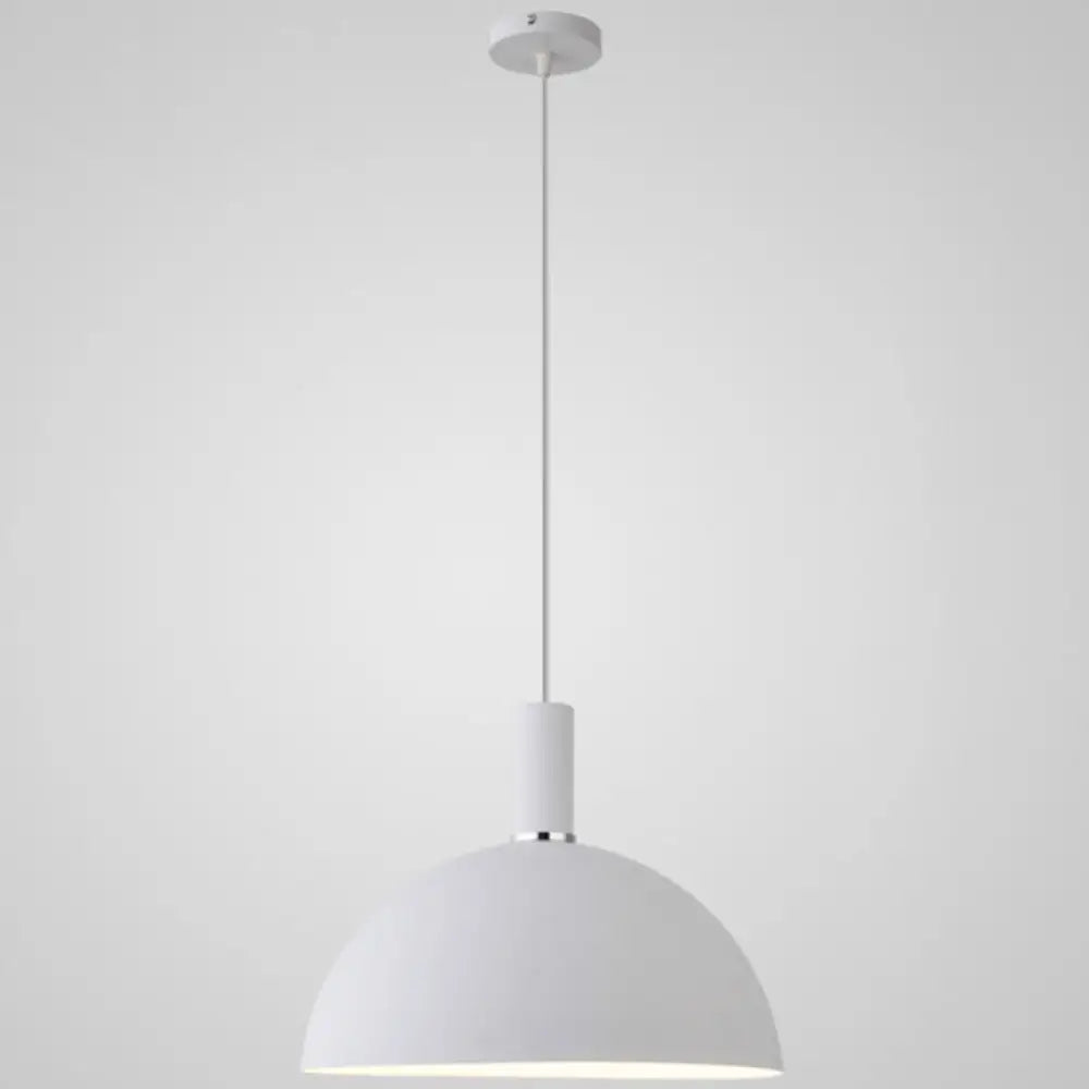 Nordic Style Metal Hemisphere Pendant Light For Restaurants - 1-Light Ceiling Lamp White / 12’