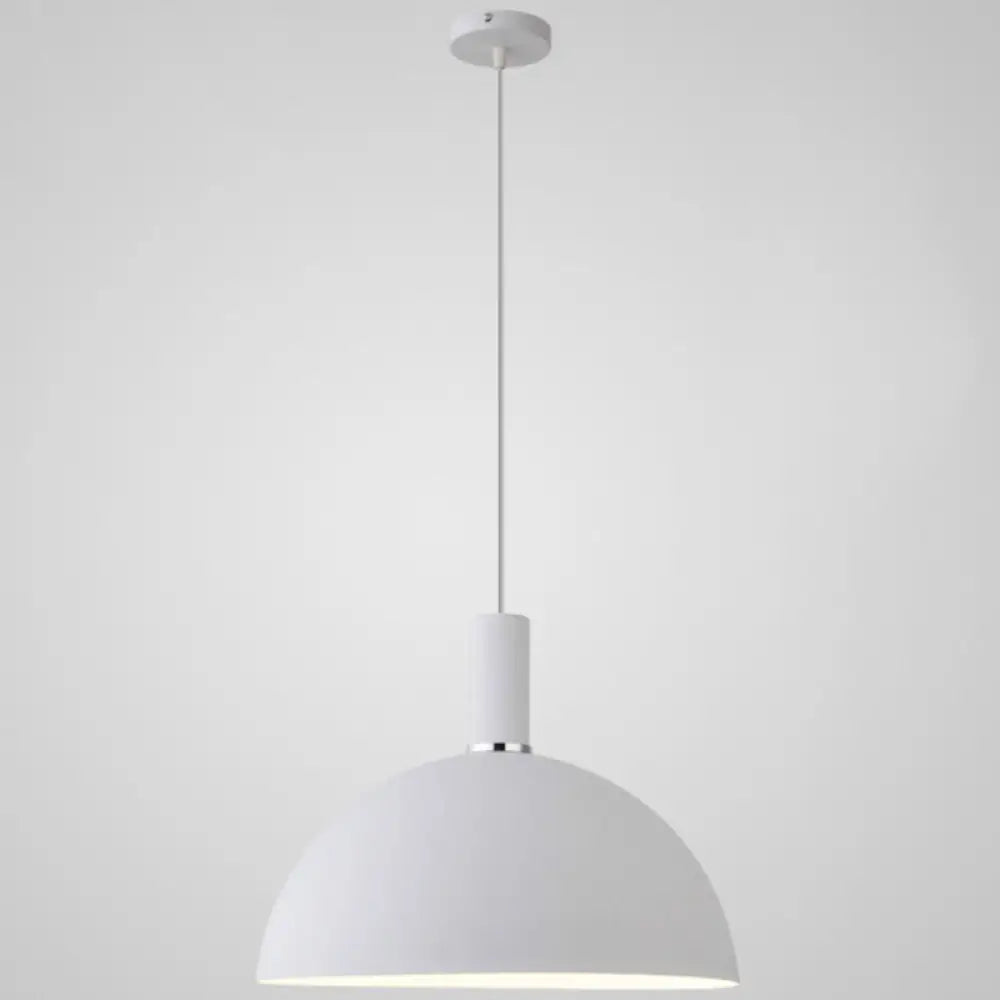 Nordic Style Metal Hemisphere Pendant Light For Restaurants - 1-Light Ceiling Lamp White / 14’