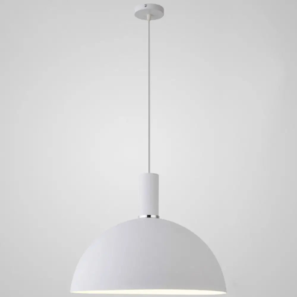 Nordic Style Metal Hemisphere Pendant Light For Restaurants - 1-Light Ceiling Lamp White / 16’