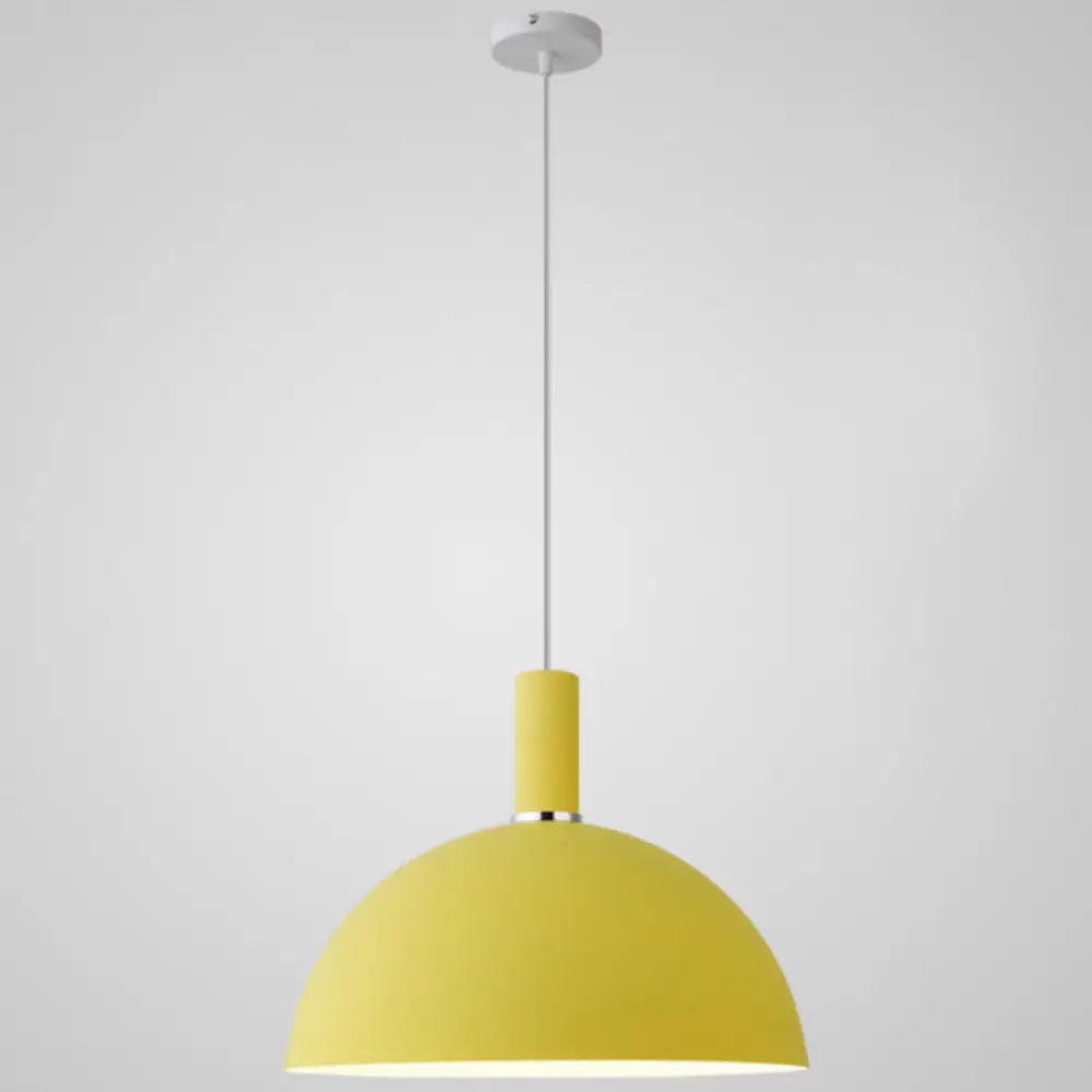 Nordic Style Metal Hemisphere Pendant Light For Restaurants - 1-Light Ceiling Lamp Yellow / 14’