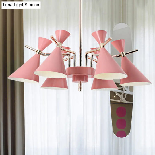 Nordic Style Metal Horn Chandelier With 6 Lights - Perfect For Girls Bedroom