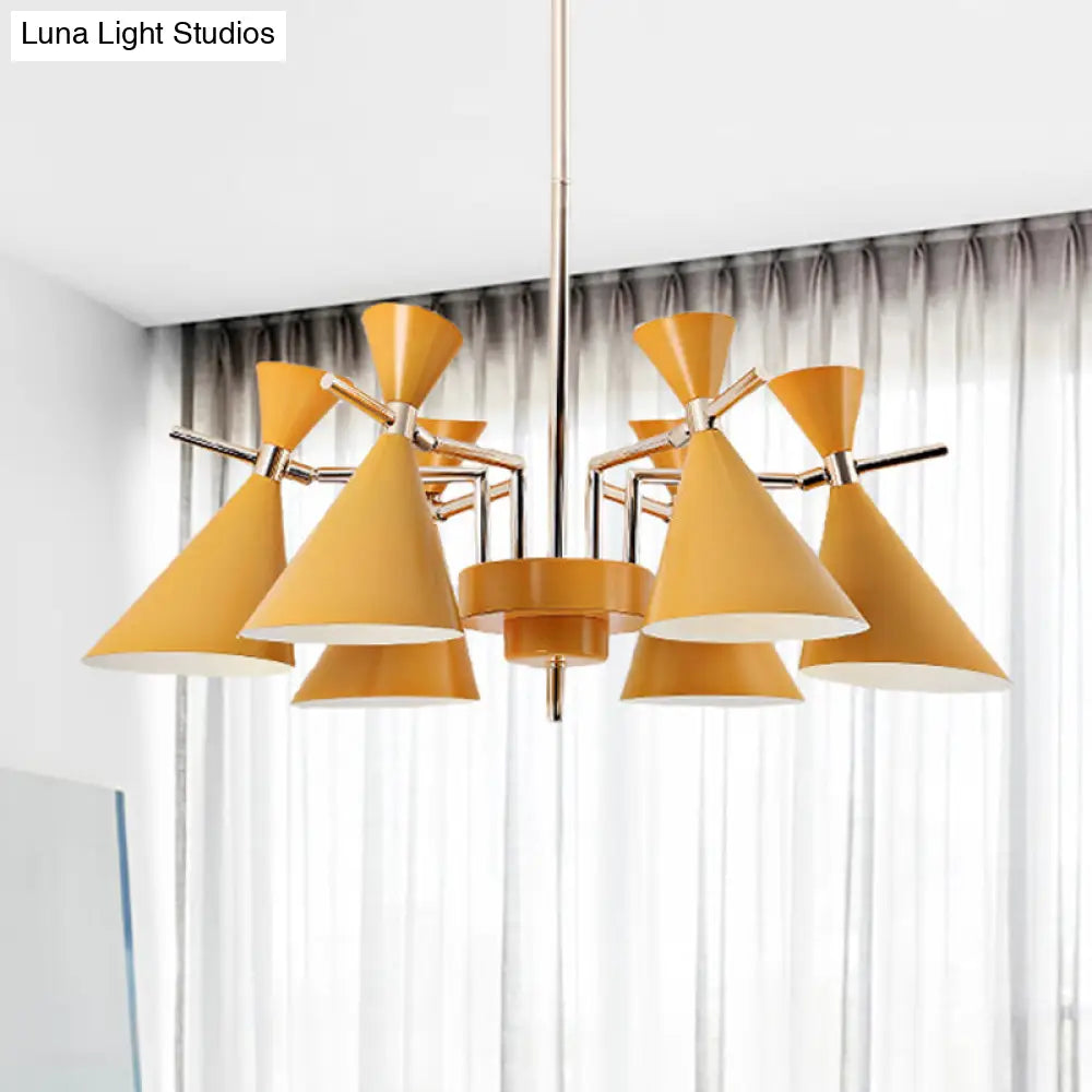 Nordic Style Metal Horn Chandelier With 6 Lights - Perfect For Girls Bedroom