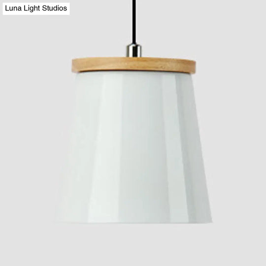 Nordic Style Single Light Metal Pendant Lamp For Hallways And Balconies With Tapered Shade White