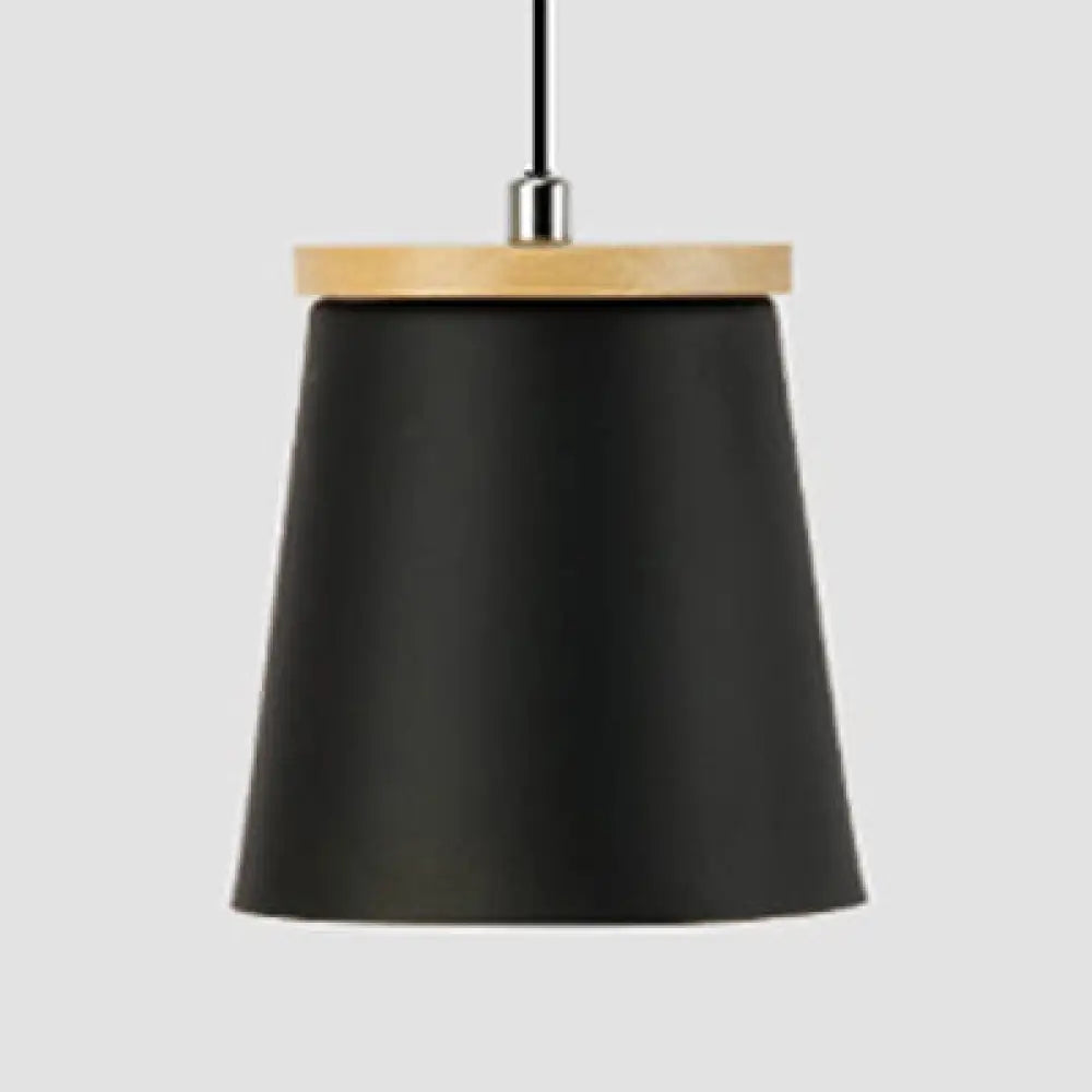 Nordic Style Metal Pendant Light For Balcony And Hallway With Tapered Shade Black