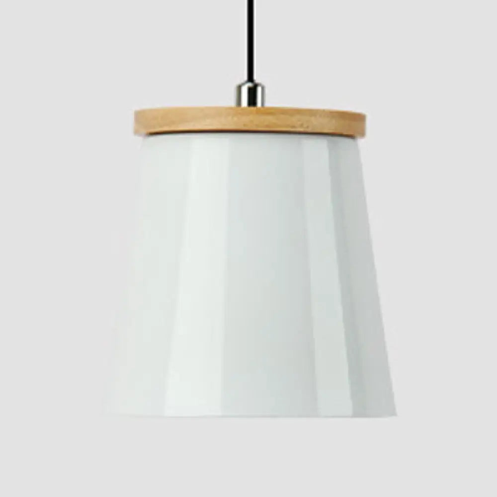 Nordic Style Metal Pendant Light For Balcony And Hallway With Tapered Shade White