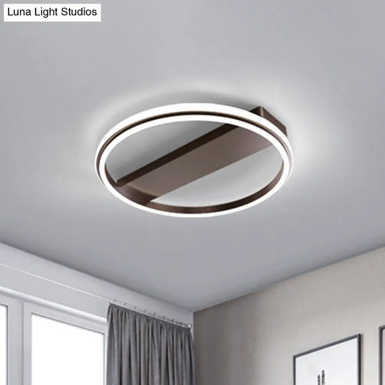 Nordic Style Metal Ringed Led Flush Ceiling Light - Gold/Coffee Finish 16.5’/20.5’ Width