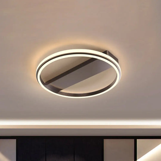 Nordic Style Metal Ringed Led Flush Ceiling Light - Gold/Coffee Finish 16.5’/20.5’ Width Coffee