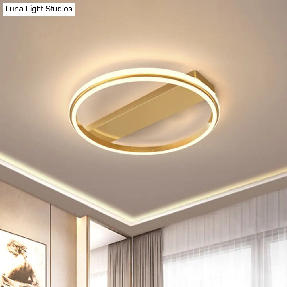 Nordic Style Metal Ringed Led Flush Ceiling Light - Gold/Coffee Finish 16.5/20.5 Width Gold / 16.5