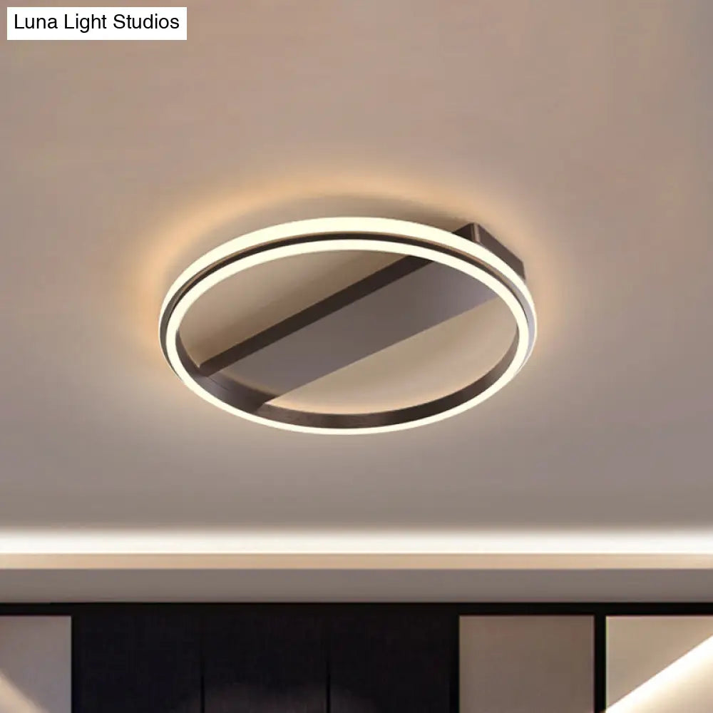 Nordic Style Metal Ringed Led Flush Ceiling Light - Gold/Coffee Finish 16.5/20.5 Width Coffee / 16.5