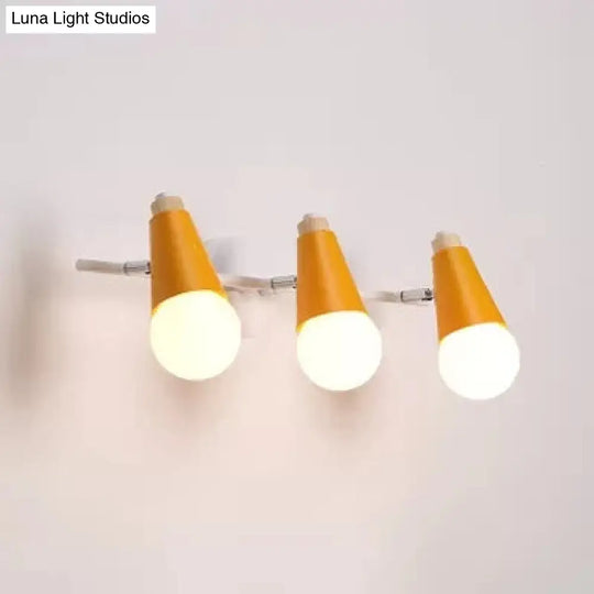 Nordic Style Metal Sweet Cone Wall Sconce - 3 Lights For Bathroom