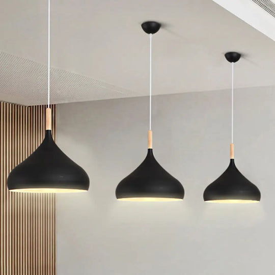 Nordic Style Metal Teardrop Pendant Lighting - 1 Light Black/White/Gold Available In