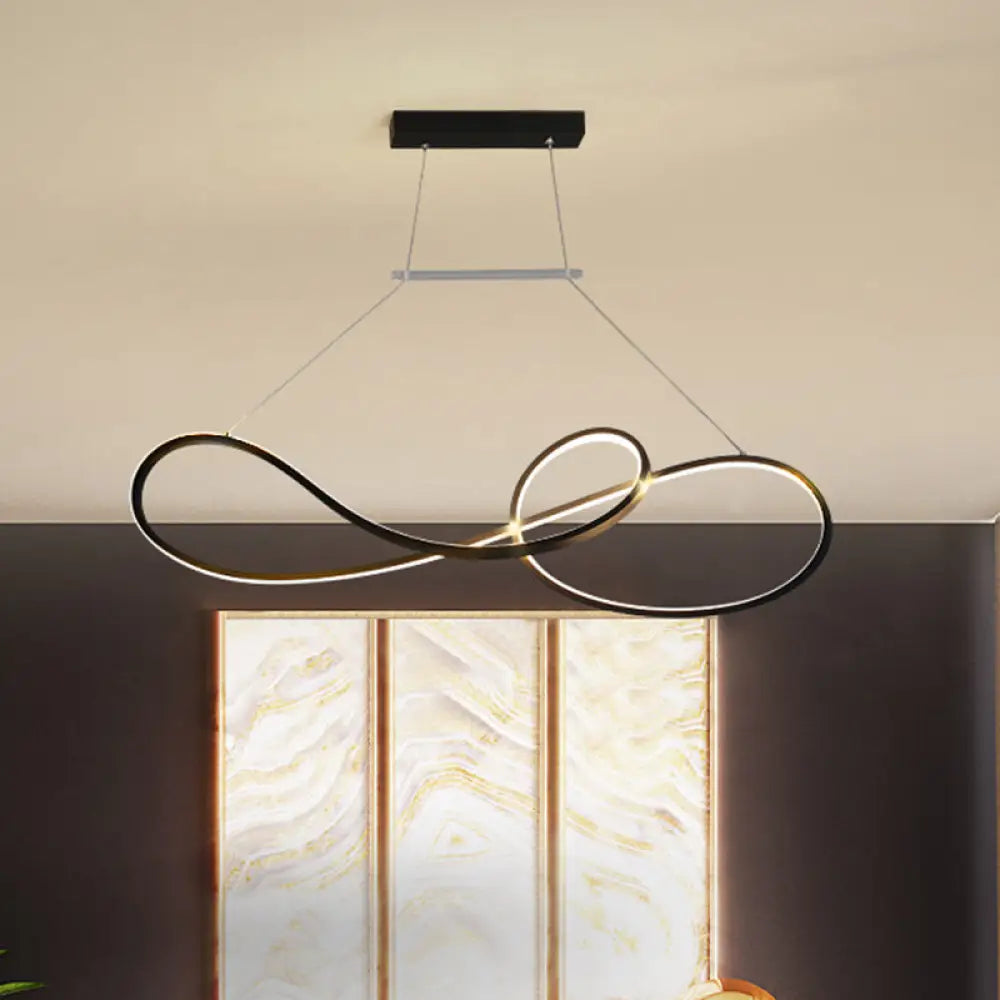 Nordic Style Metal Twisted Line Pendant Chandelier - Black/White/Gold Led Dining Room Lighting