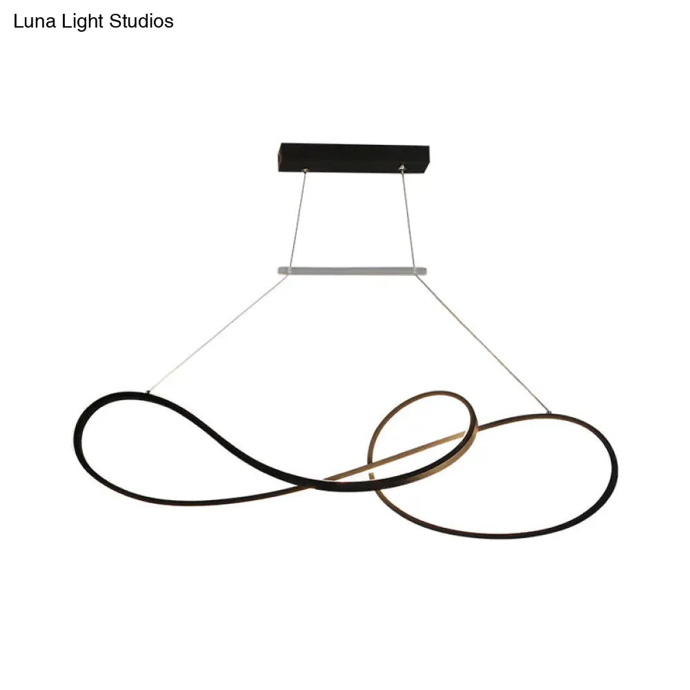 Nordic Style Metal Twisted Line Pendant Chandelier - Black/White/Gold Led Dining Room Lighting