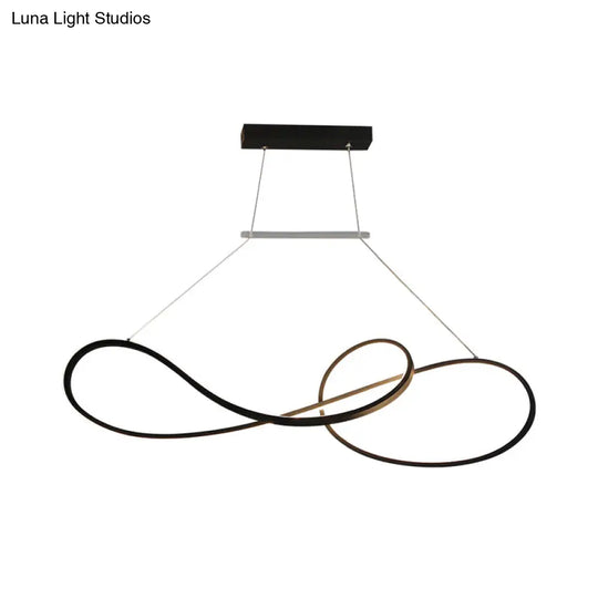 Nordic Style Metal Twisted Line Pendant Chandelier - Black/White/Gold Led Dining Room Lighting