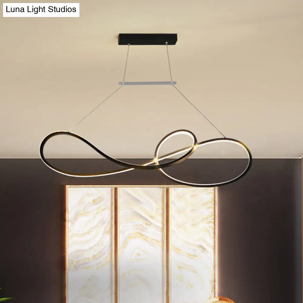 Nordic Style Metal Twisted Pendant Chandelier With Led Light For Dining Room - Black/White/Gold